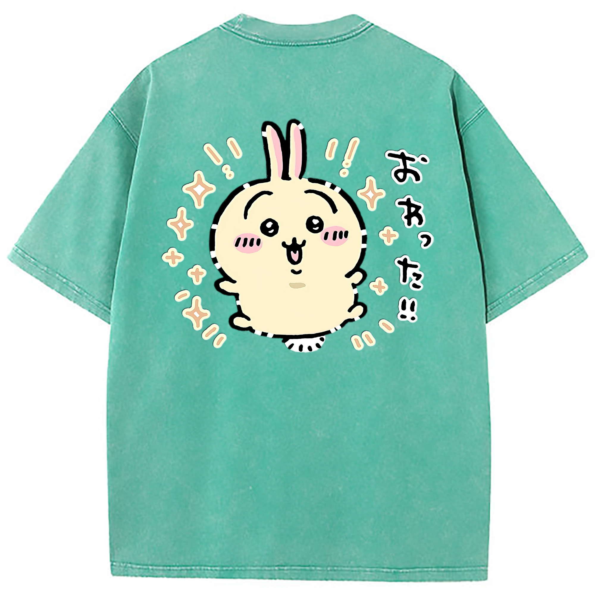 （画像用） ちいかわ うさぎ Chii-kawa usagi 綿100% ヴィンテージ風 半袖Tシャツ（背面プリント）